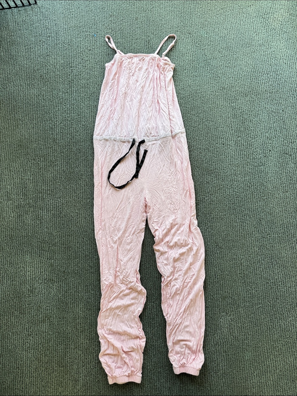 Katie J NYC Pink Girls Romper Jumpsuit with Black Drawstring